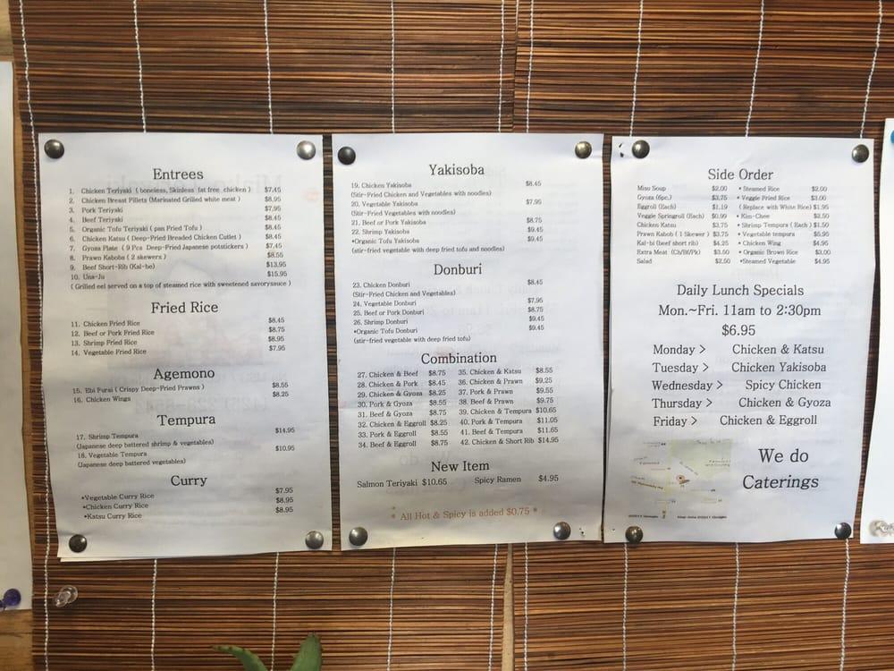 Menu at Miako Teriyaki restaurant, Renton, 140th Ave SE