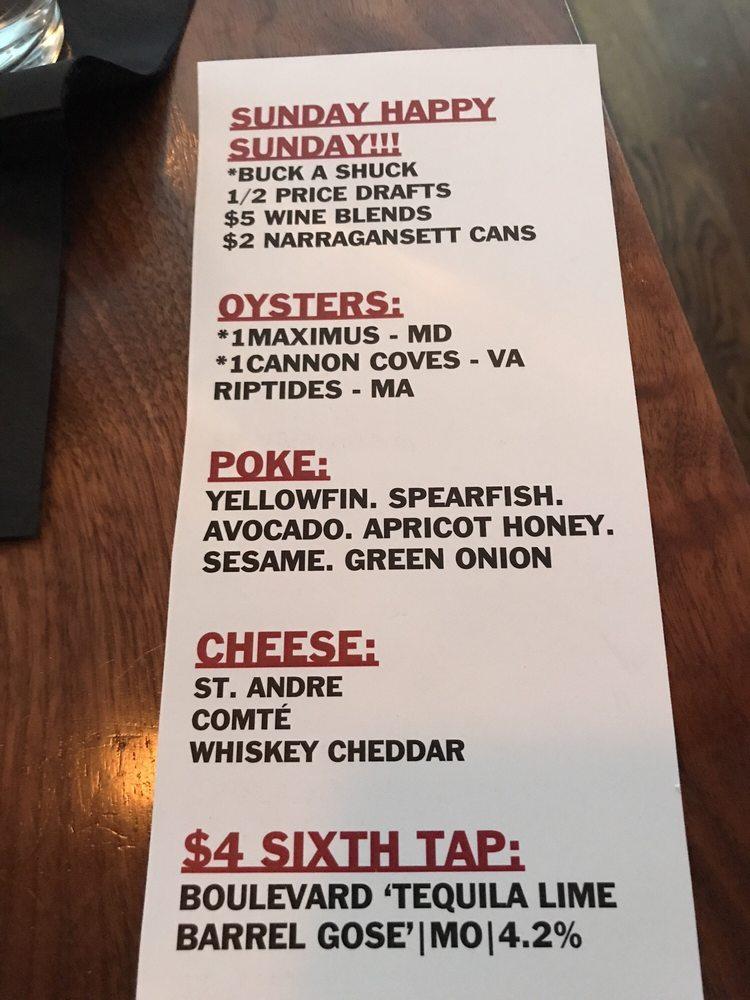 Menu at Sailor Oyster Bar, Annapolis