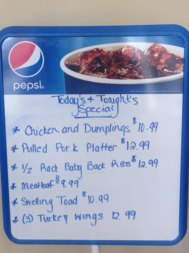Menu at Kendall's Kountry Kitchen restaurant, Onley, Charles M Lankford Jr Memorial Hwy