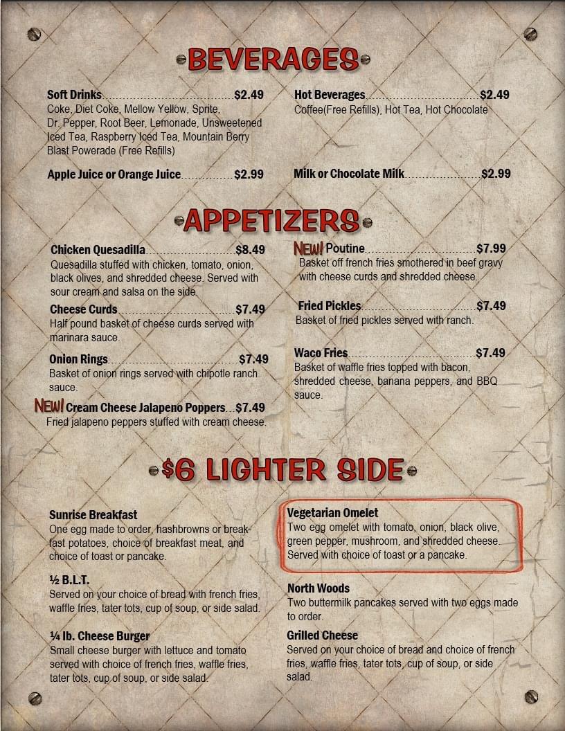 Menu at Restaurant 71, Blackduck