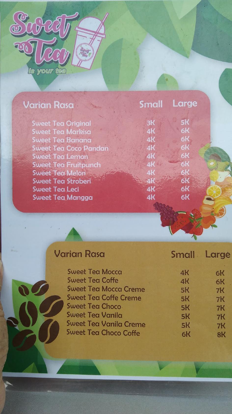 Carta del café Boba dan thai tea AMIDA DRINK'S, Jiwan