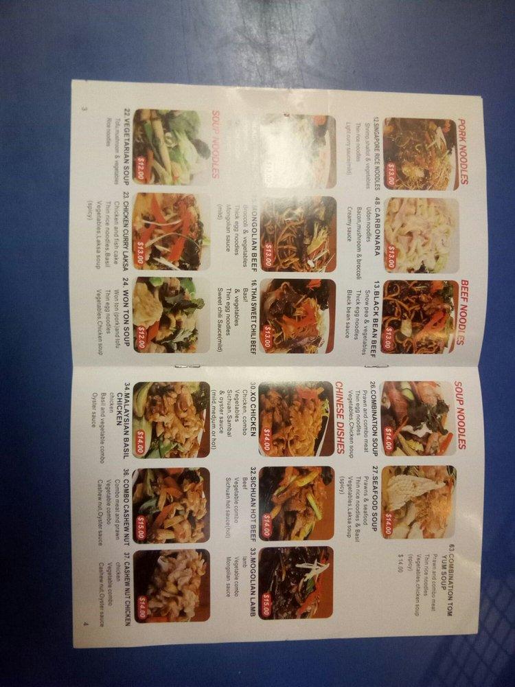 Menu at Jow Noodles restaurant, Caloundra