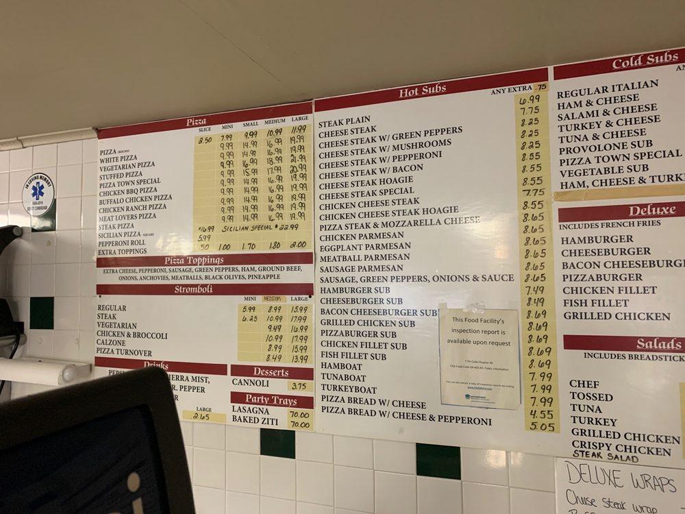 Menu at Pizza Town USA pizzeria, East Prospect