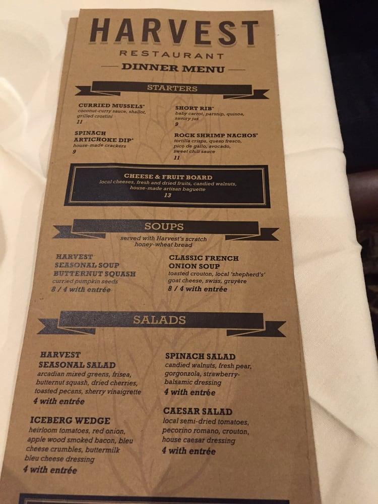 Carta de Harvest Restaurant, Lehi