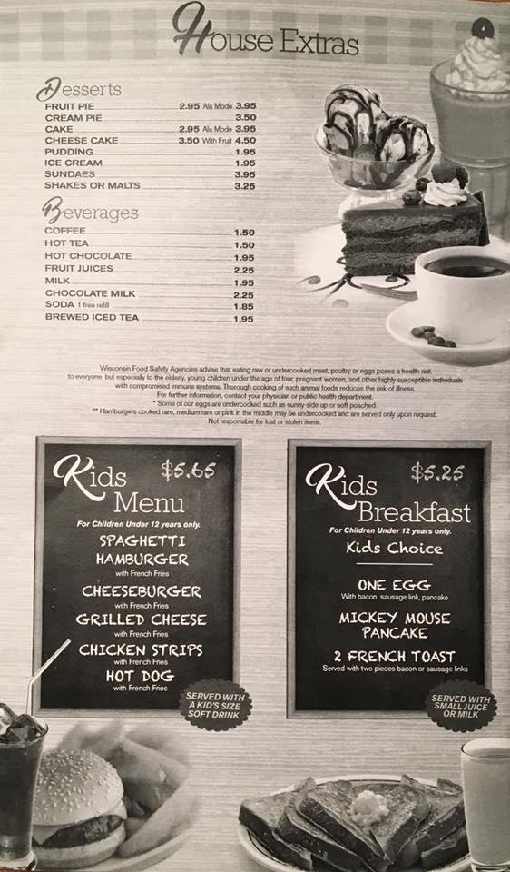 Menu at Nora's Restaurant, Horicon