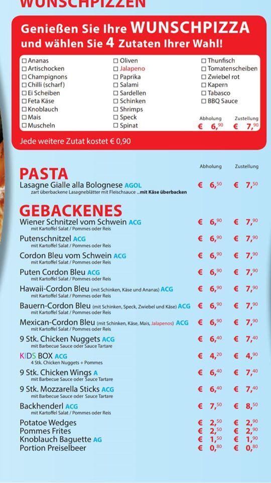 Menu at PIZZA & Burger, Sattledt