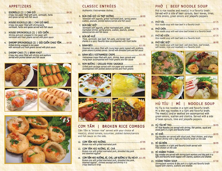 Menu at MT Noodles restaurant, Brooklyn Park