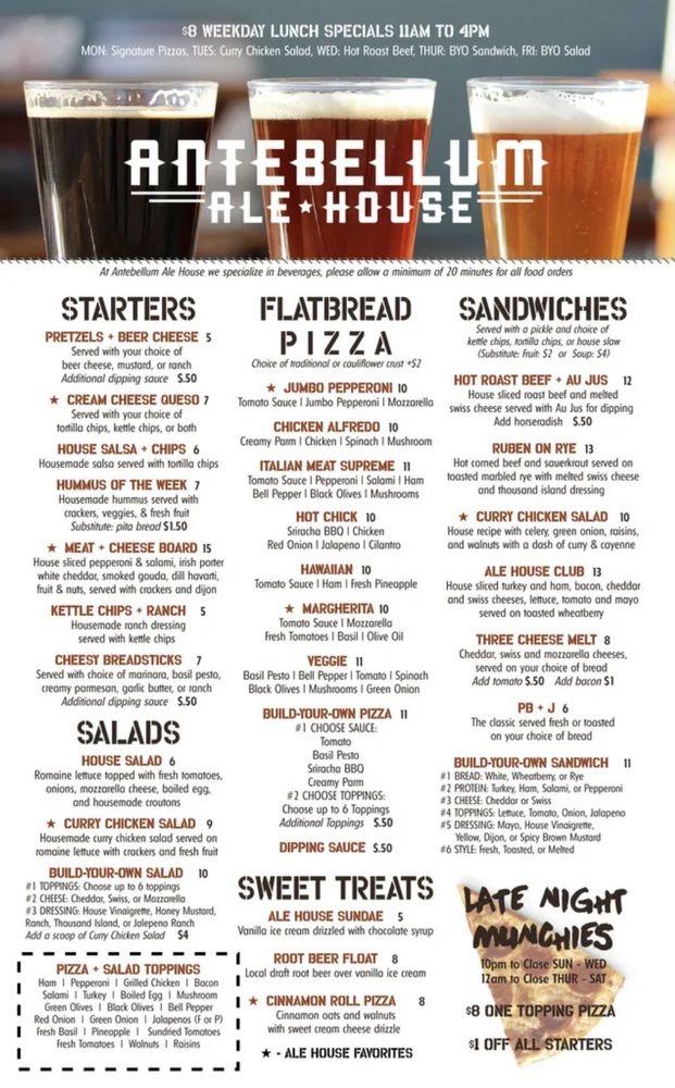 Menu  Antebellum Ale House