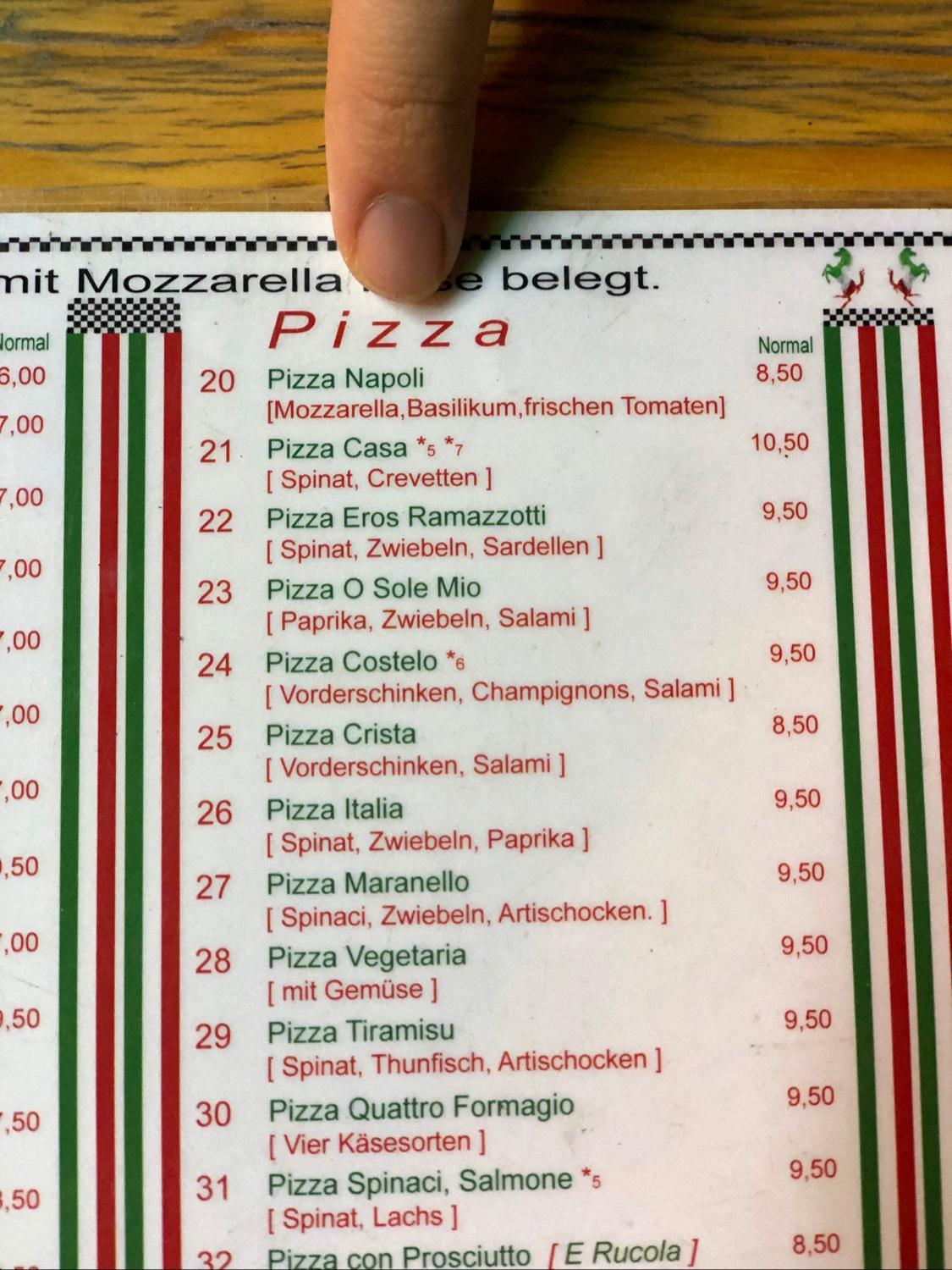 Menu at Pizzeria Da Ciro D sseldorf