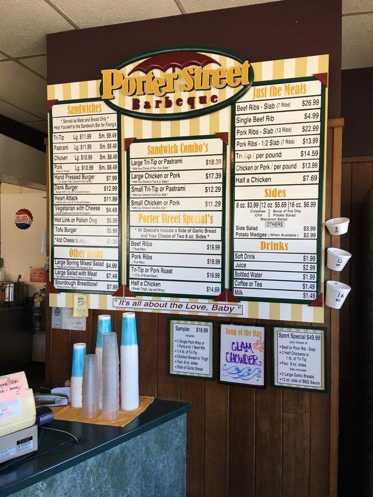 Menu at Porter Street BBQ of Eureka, Eureka