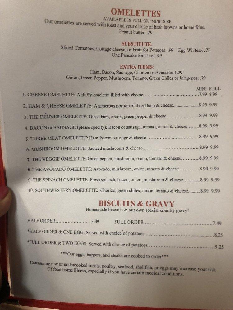Menu at Cozy Corner Cafe, Mesa, E McKellips Rd 102