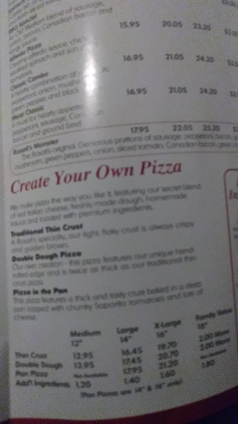Menu at Rosati's Pizza - East Tucson pizzeria, Tucson, E Tanque Verde Rd