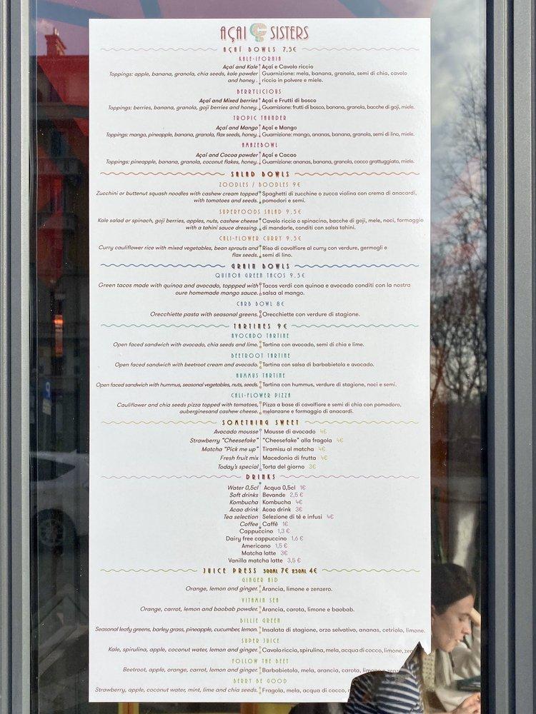 Menu di Açai Sisters 