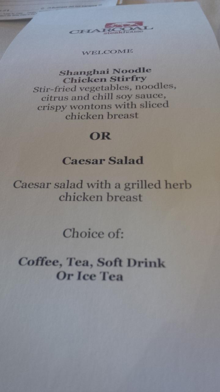 Menu at Charcoal Steak House steakhouse, Kitchener