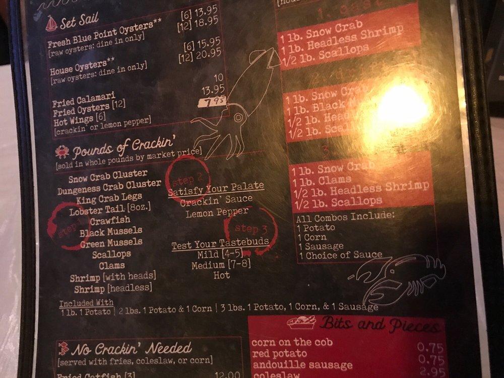 Menu at Crackin' Crab Seafood Boil restaurant, Albuquerque, Pan American
