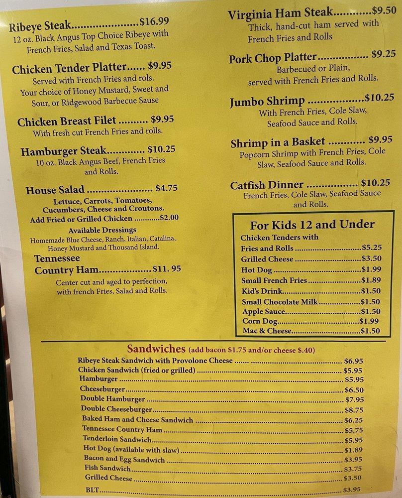 Menu at Ridgewood Barbecue, Bluff City