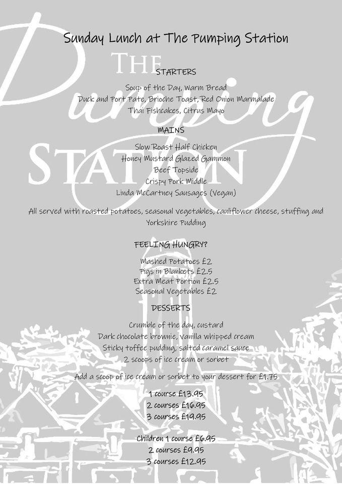 Menu at The Pumping Station pub & bar, Leicester