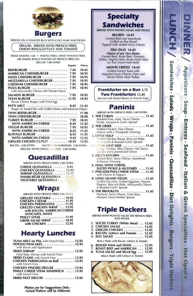 Menu at New Hyde Park Diner restaurant, New Hyde Park, 160 Hillside Ave.