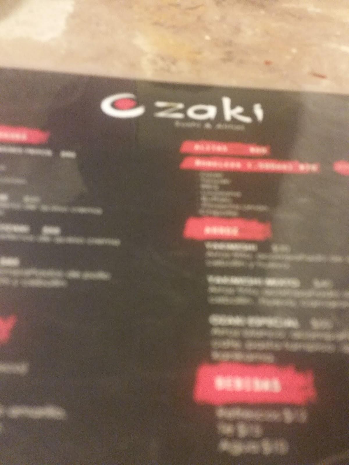 Menu at Ozaki Sushi y Alitas restaurant, Ciudad Juarez