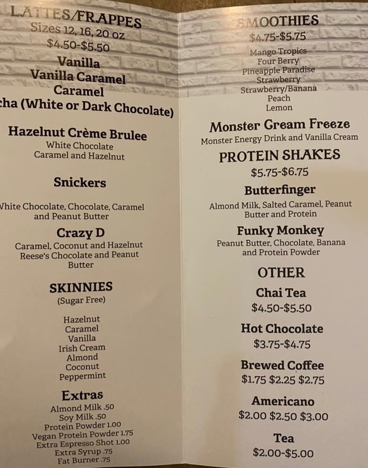 Menu at The Local Grind, LLC cafe, Delton