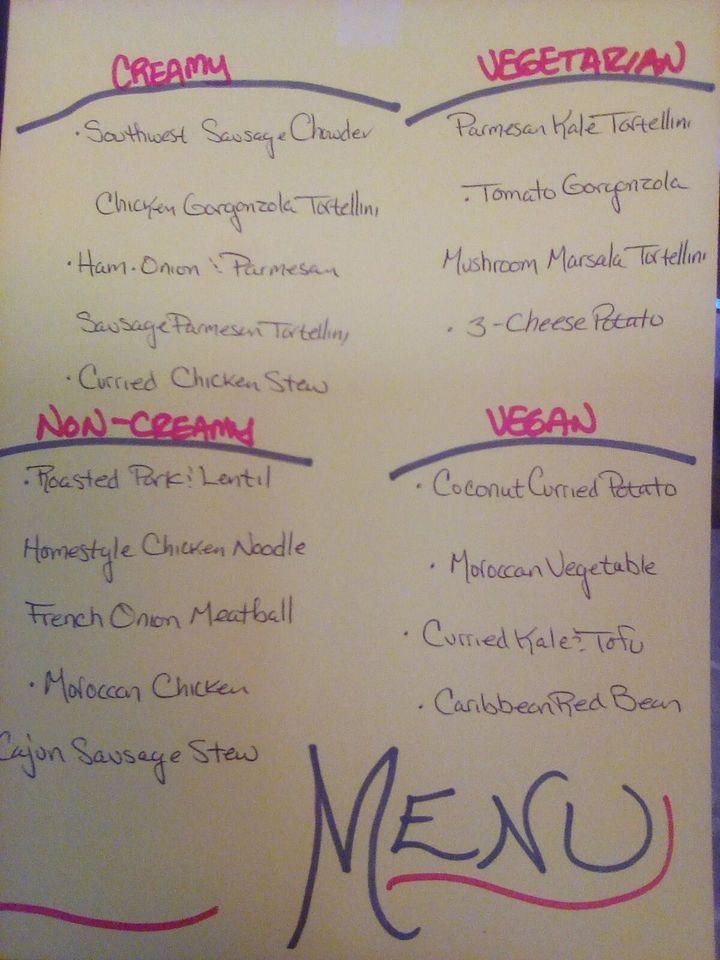 Menu at Infinite Soups restaurant, 445 Ave S