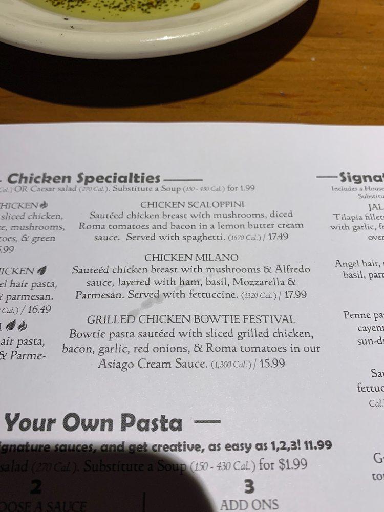 Menu at Johnny Carino's pub & bar, Alamogordo