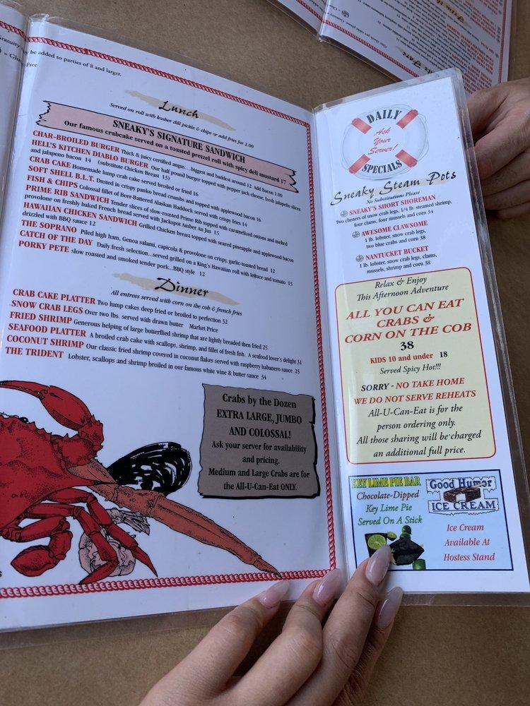 Menu at Hooper's Crab House & Sneaky Pete's restaurant, Ocean City