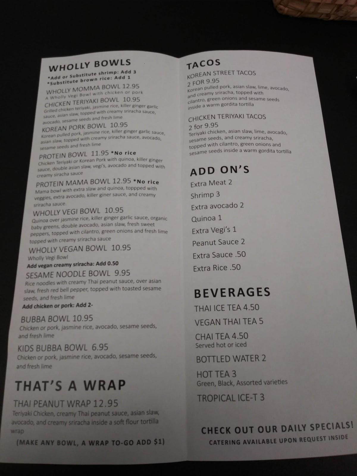 Menu at Wholly Bowls & Rolls restaurant, Lakeport