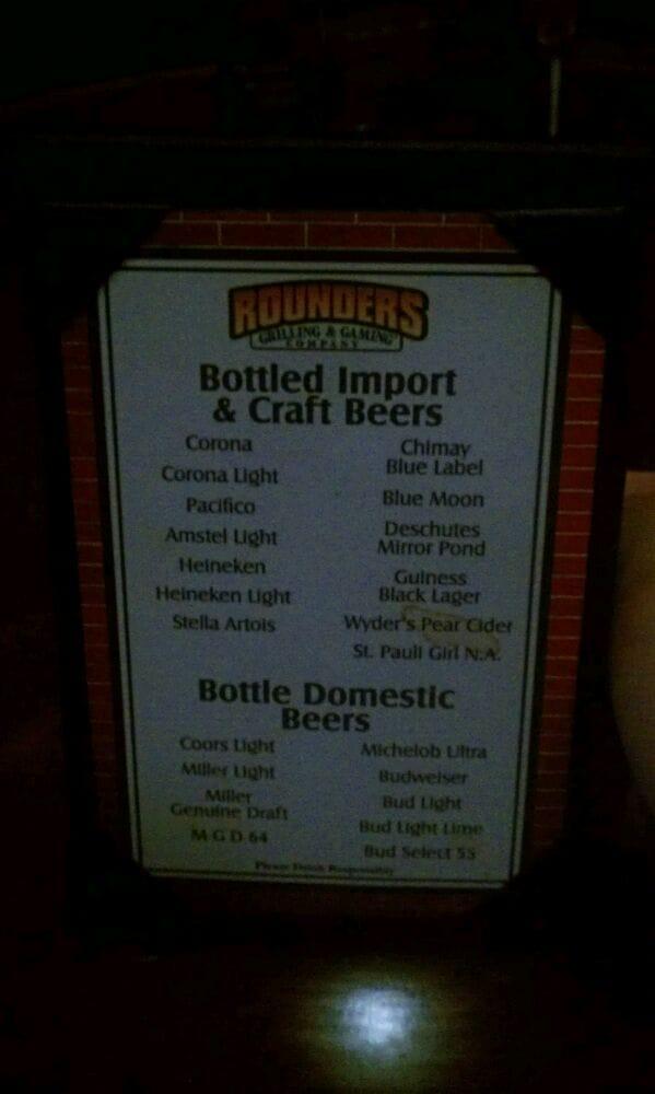 Menu at Rounders Blue Diamond pub & bar, Las Vegas, Blue Diamond Rd 105
