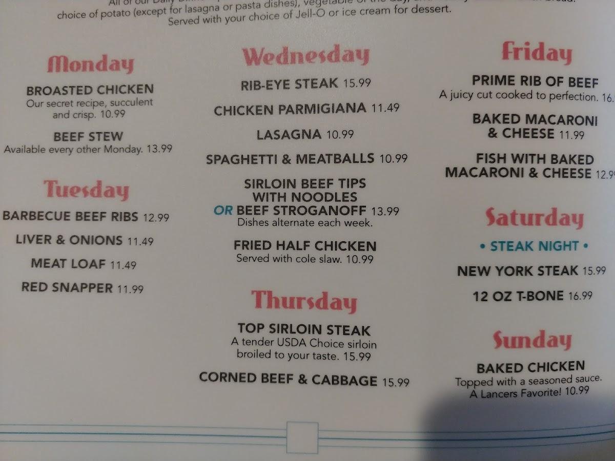 Menu at Lancers Family Restaurant, Burbank