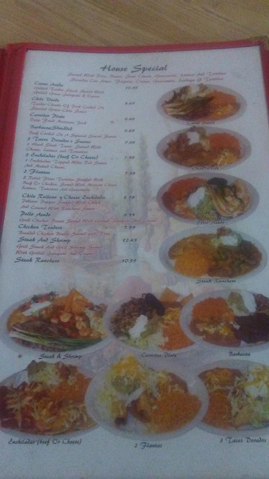 Menu at Miguelito's Mexican Restaurant, Adelanto