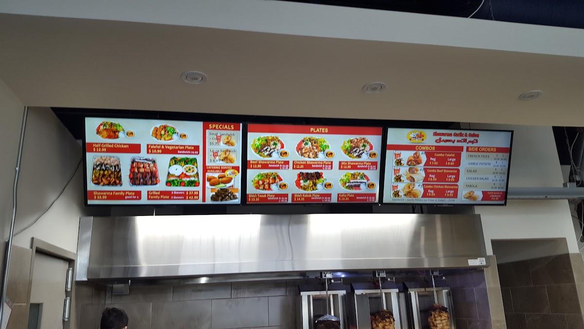 Menu at Shawarma Garlic & Onion restaurant, Ottawa