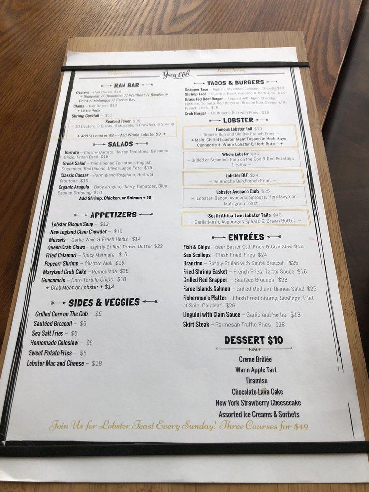 yacht club edgewater menu