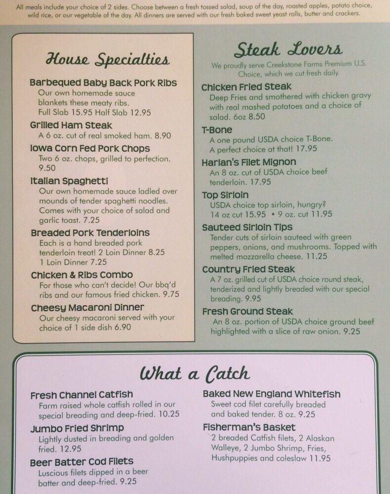 Menu at Harlan's Fine Foods restaurant, Davenport