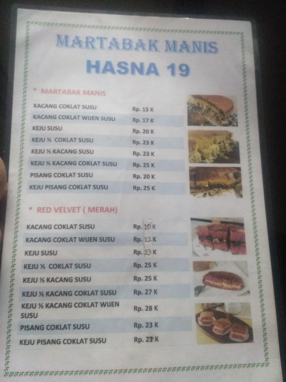 Menu At Martabak Manis Dan Roti Bakar Hasna 19 Cafe East Jakarta