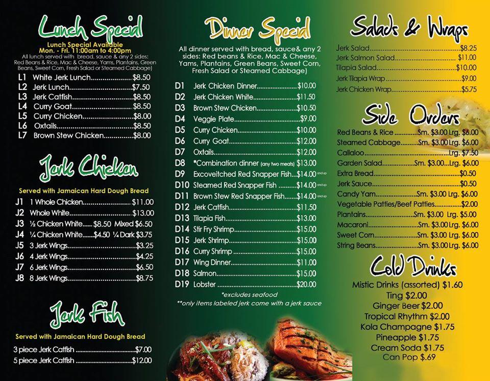 Menu at Jamaica Jerk Choice restaurant, Calumet City, Sibley Blvd