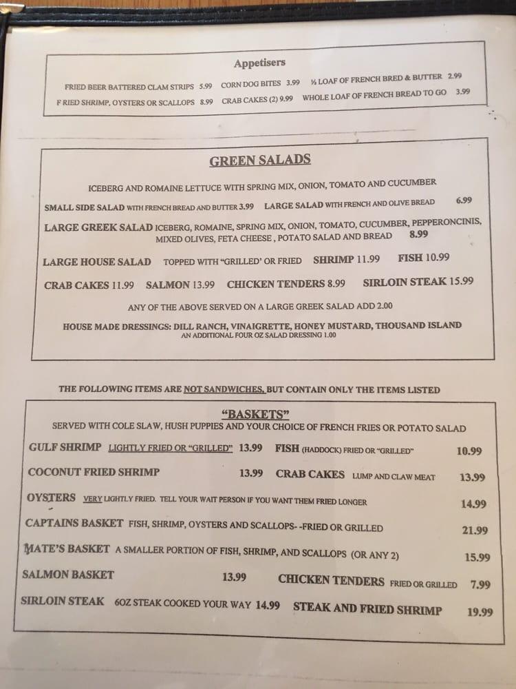 Menu at Apalachicola Seafood Grill restaurant, Apalachicola