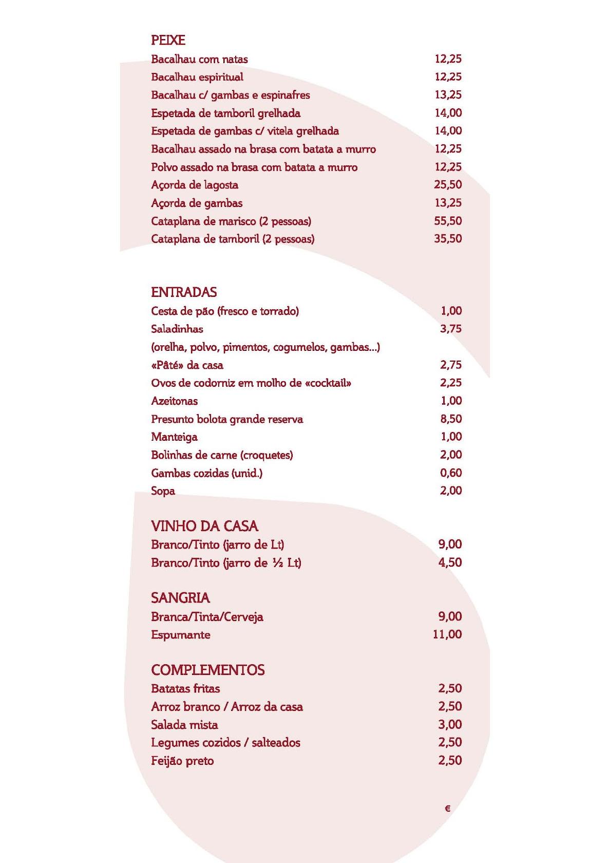 Menu em Restaurante O Fondue, Barreiro, Rua José Félix Ferreira