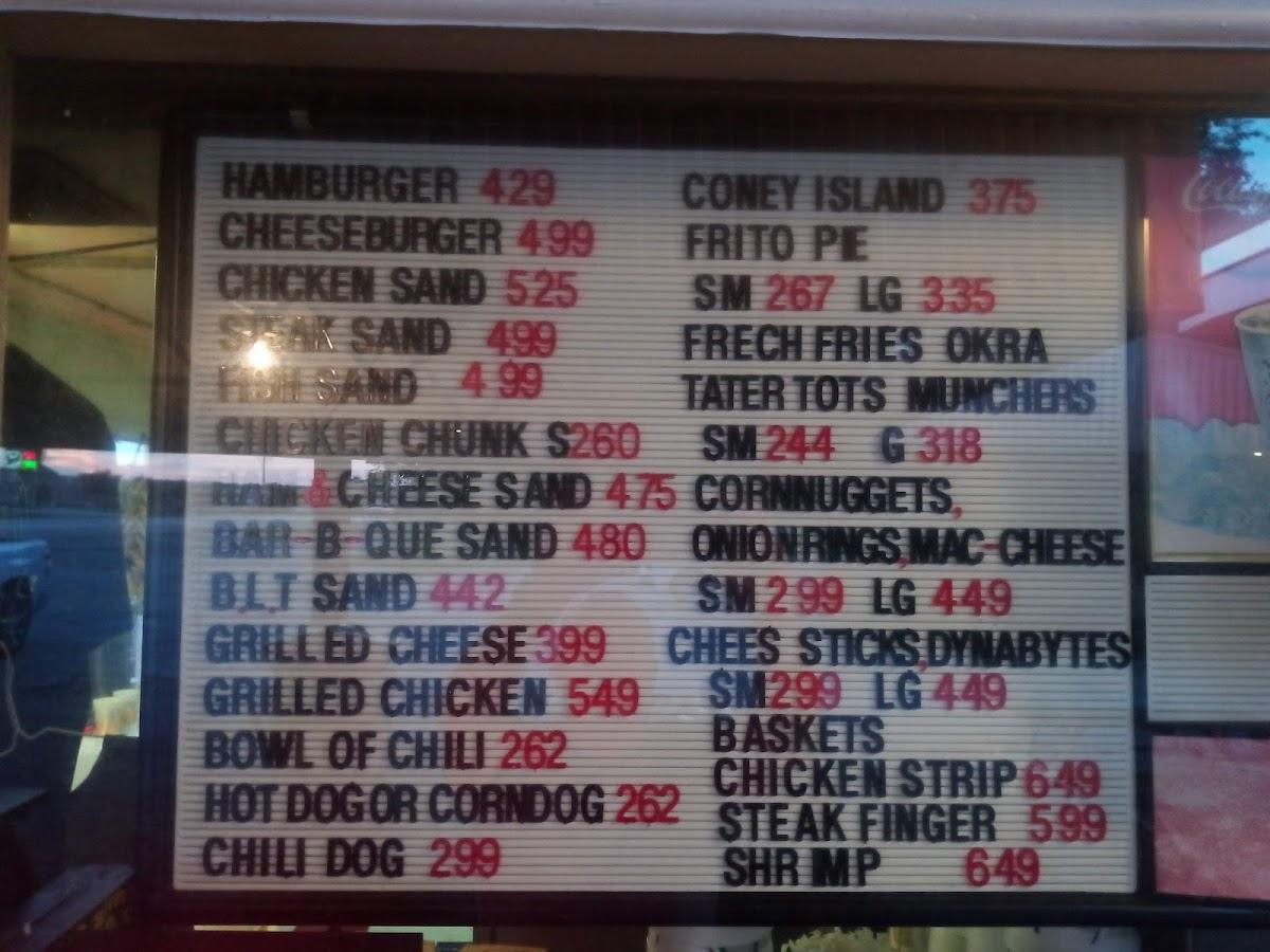 Menu at The Malt Shop fast food, Weatherford