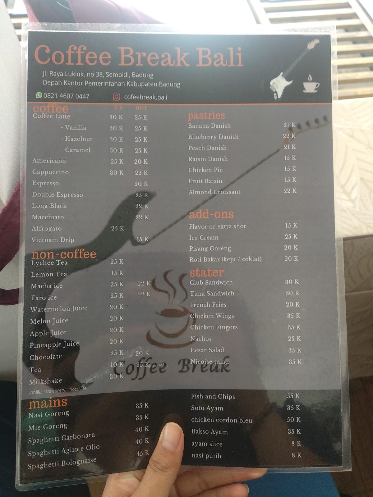 Menu at COFFEE BREAK cafe, Abiansemal