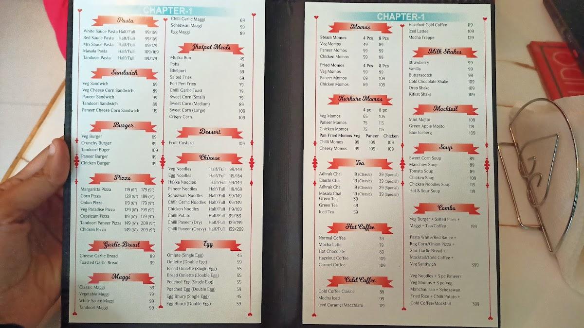 Cafe Chapter 1 menu