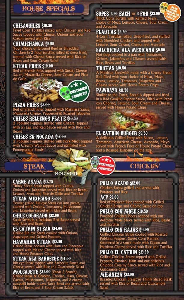 Menu at El Catrín Mexican Grill restaurant, Middleburg