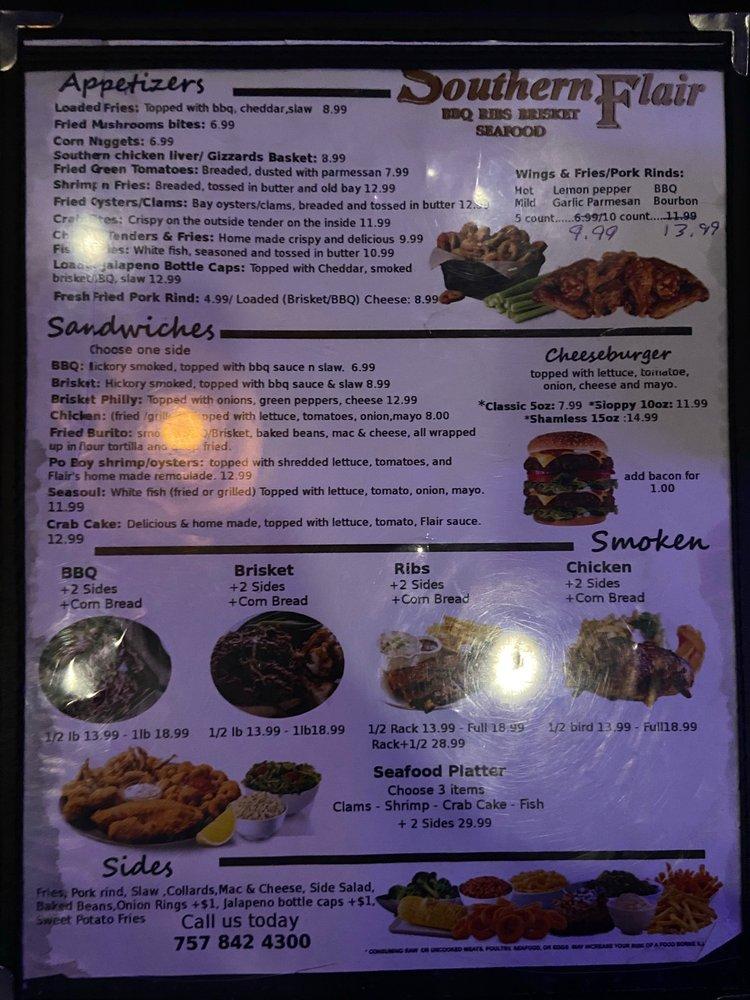 Menu at Southern Flair Pub House, Chesapeake