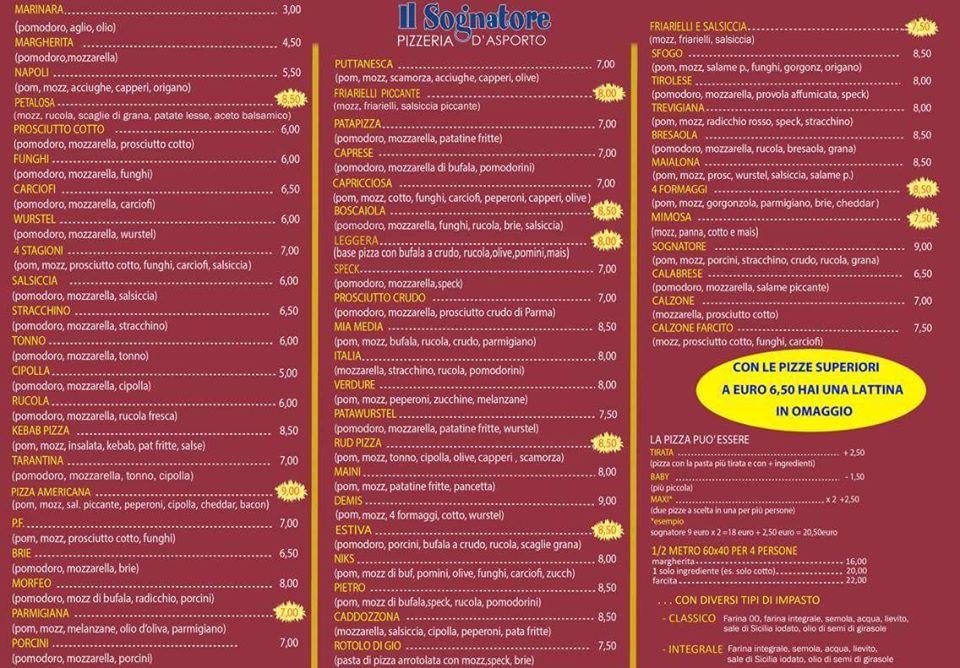 Menu di Il Sognatore Collecchio 