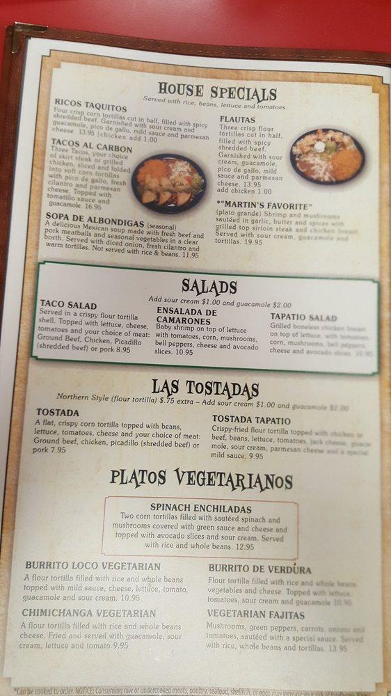 Menu at Rincon Tapatio restaurant, Spokane, N Market St