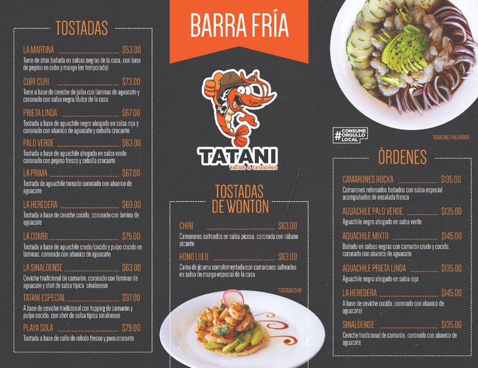 Menu at Tatani Tacos y Mariscos Suc. Humaya restaurant, Culiacán, Dr.  Enrique Cabrera 3439-A