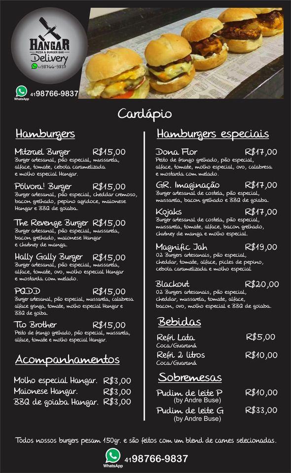Hangar Rock Burger Bar cardápio