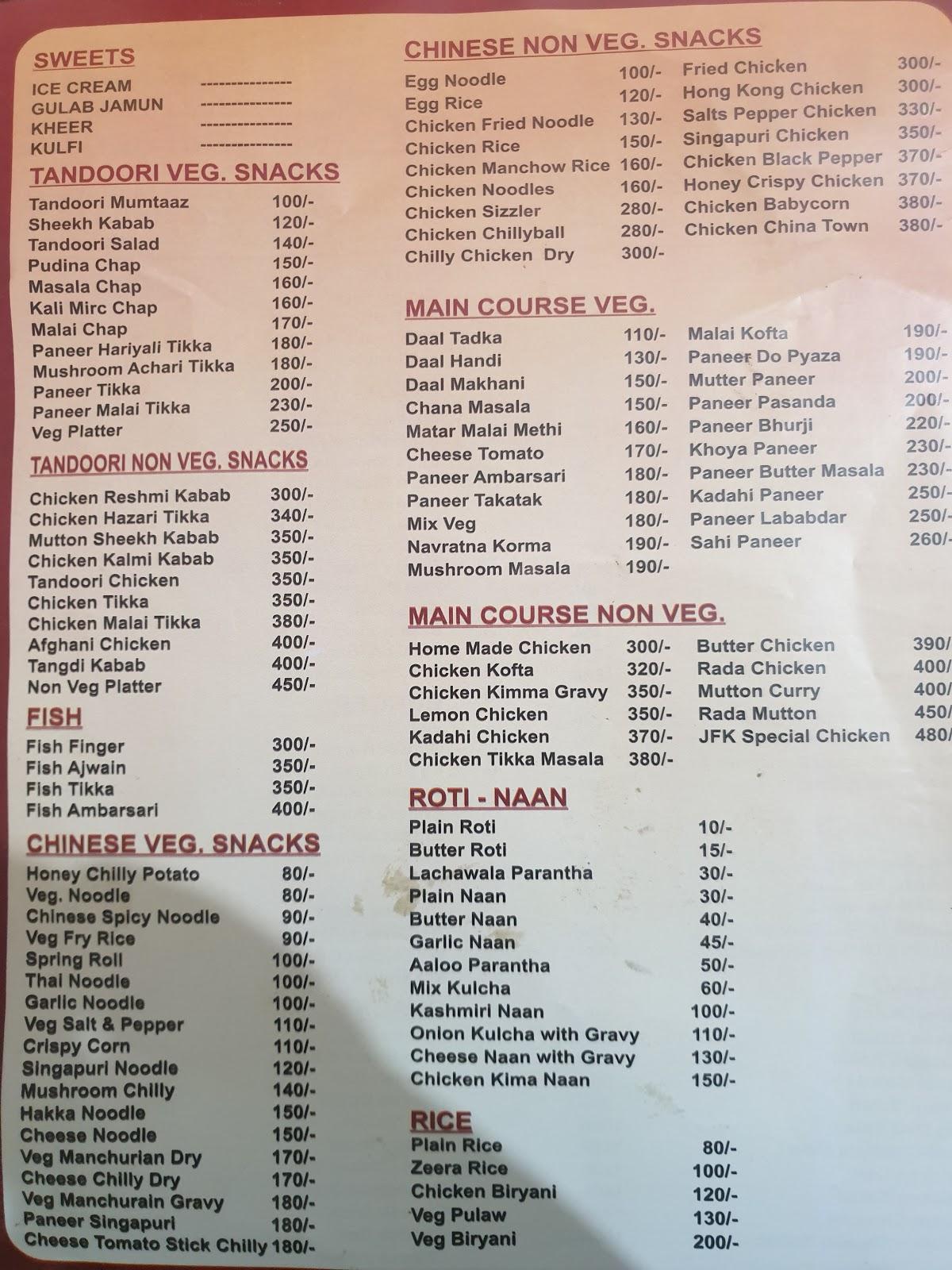 Menu At JFK Food Family Hambran   R0a3 JFK Food Family Menu 