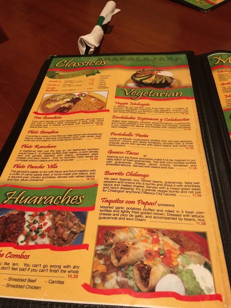 Menu At Guadalajara Original Grill Restaurant, Tucson, N Oracle Rd