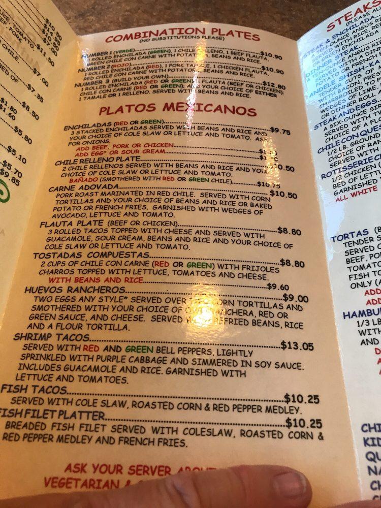 Menu at Andele's Dog House restaurant, Mesilla